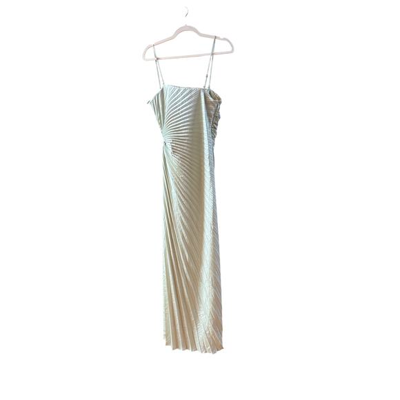 ALC pleated Layla evening dress gown Canary light green size 6/8 - Picture 8 of 13